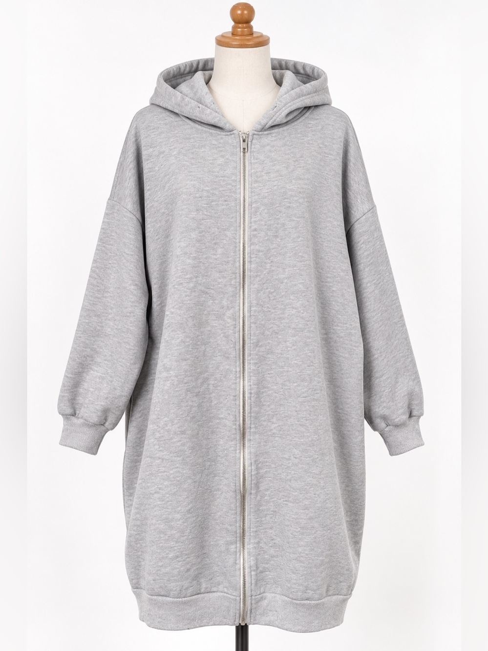 Fashion Nova Gray Oversized Zip Up Hoodie Sweatshirt Dress Size L
